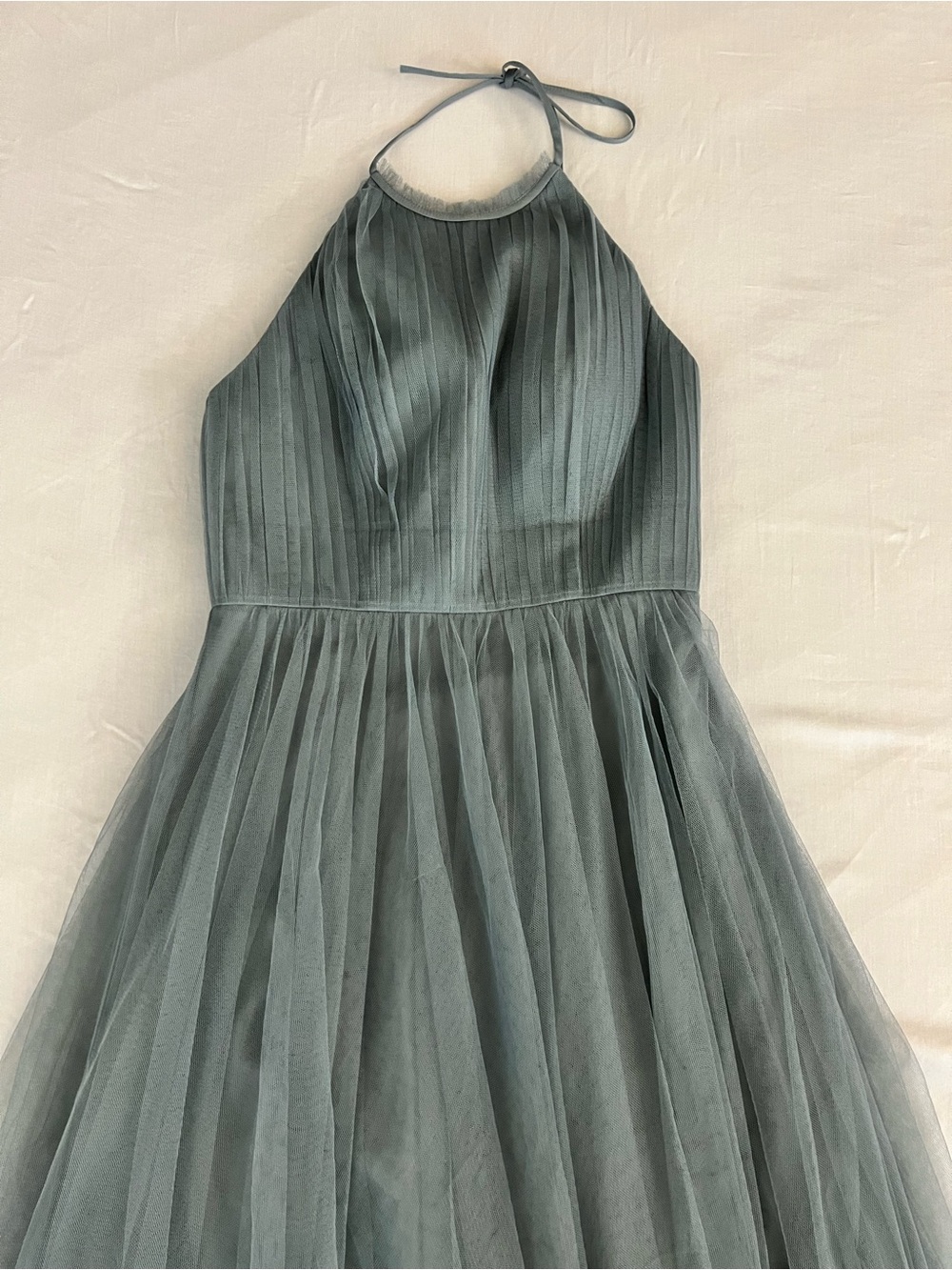 Jenny Yoo Dusty Blue Halter Tulle Dress